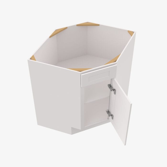 AW-BDCF36 Single Door 36 Inch Base Diagonal Corner Sink Cabinet | Ice White Shaker