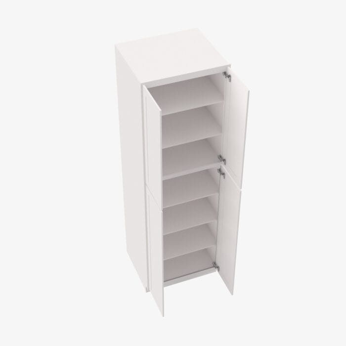 AW-WP2490B Four Door 24 Inch Tall Wall Pantry Cabinet with Butt Doors | Ice White Shaker