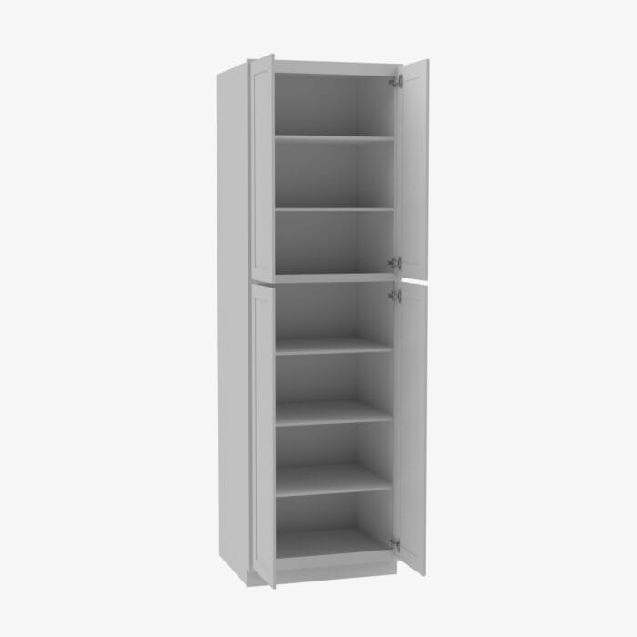 AB-WP2490B Four Door 24 Inch Tall Wall Pantry Cabinet with Butt Doors | Lait Grey Shaker