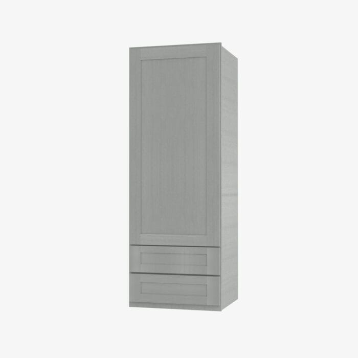 AN-W2D1854 Single Door 18 Inch Wall Cabinet With 2 Built-In Drawers | Nova Light Grey Shaker