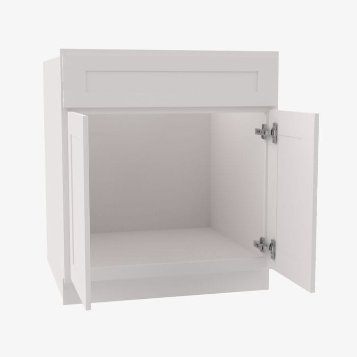 AW-S2421B-34-1/2 Double Door 24 Inch Sink Base Vanity with Drawers | Ice White Shaker