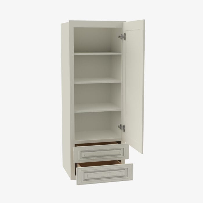 SL-W2D1848 Single Door 18 Inch Wall Cabinet With 2 Built-In Drawers | Signature Pearl