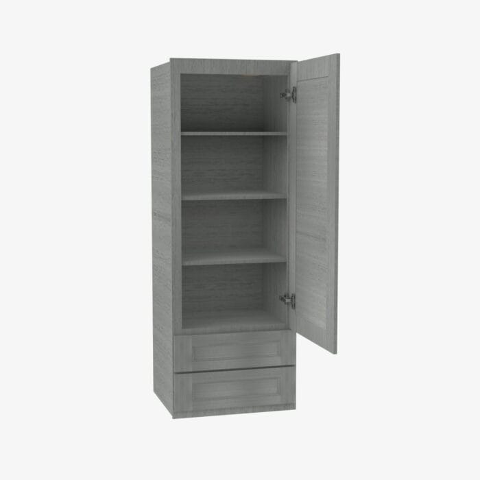 TG-W2D1854 Single Door 18 Inch Wall Cabinet With 2 Built-In Drawers | Midtown Grey