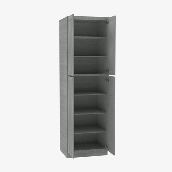 TG-WP2484B Four Door 24 Inch Tall Wall Pantry Cabinet with Butt Doors | Midtown Grey