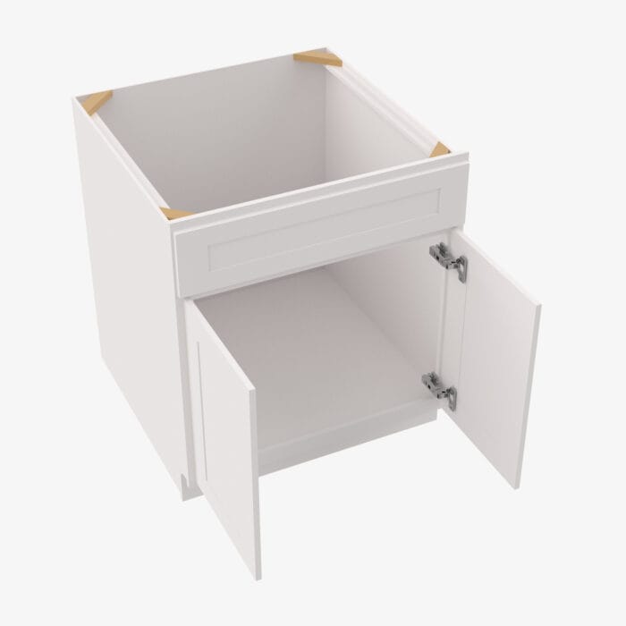 AW-SB24 Double Door 24 Inch Sink Base Cabinet | Ice White Shaker
