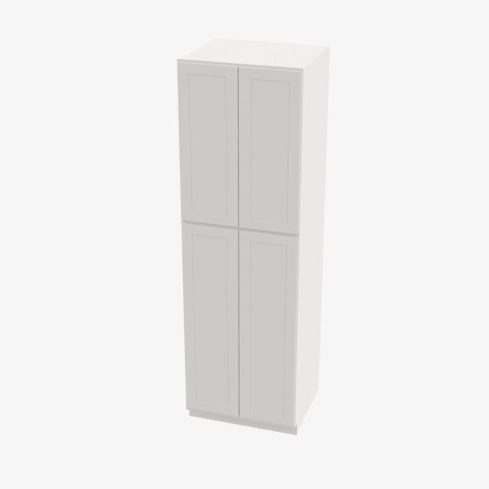 AW-WP2496B Four Door 24 Inch Tall Wall Pantry Cabinet with Butt Doors | Ice White Shaker