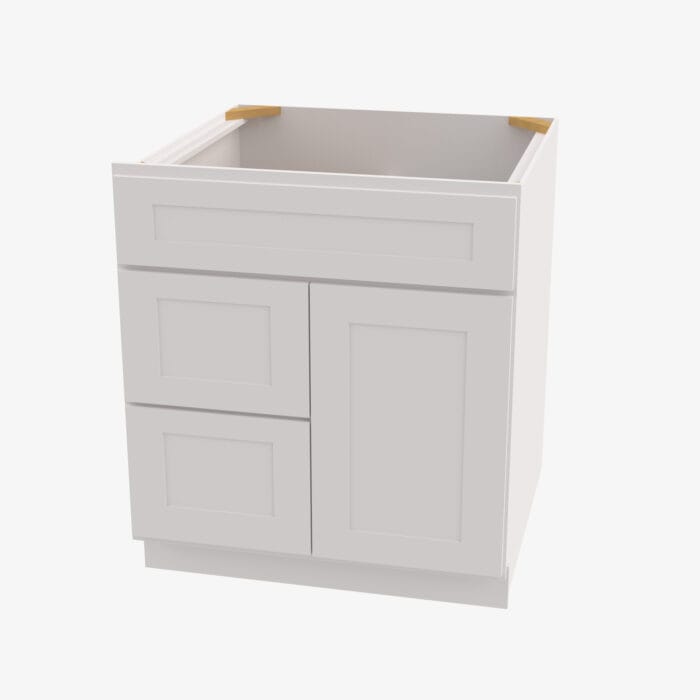 AW-S3621BDL-34-1/2 Double Door 36 Inch Sink Base Combo Vanity with Left Drawer | Ice White Shaker