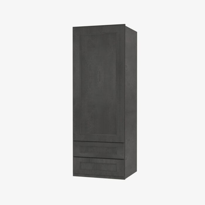 TS-W2D1848 Single Door 18 Inch Wall Cabinet With 2 Built-In Drawers | Townsquare Grey