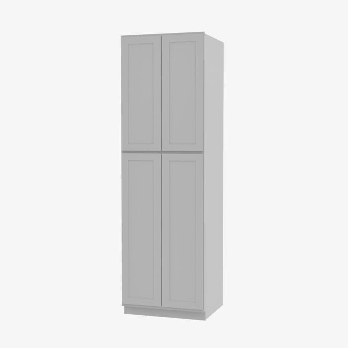 AB-WP2490B Four Door 24 Inch Tall Wall Pantry Cabinet with Butt Doors | Lait Grey Shaker
