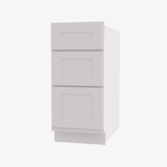 AW-DB12 3 12 Inch 3 Drawer Pack Base Cabinet | Ice White Shaker