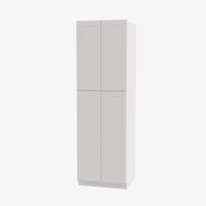 AW-WP2496B Four Door 24 Inch Tall Wall Pantry Cabinet with Butt Doors | Ice White Shaker