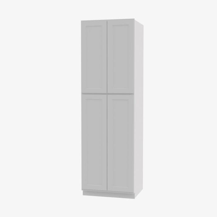 TW-WP2484B Four Door 24 Inch Tall Wall Pantry Cabinet with Butt Doors | Uptown White