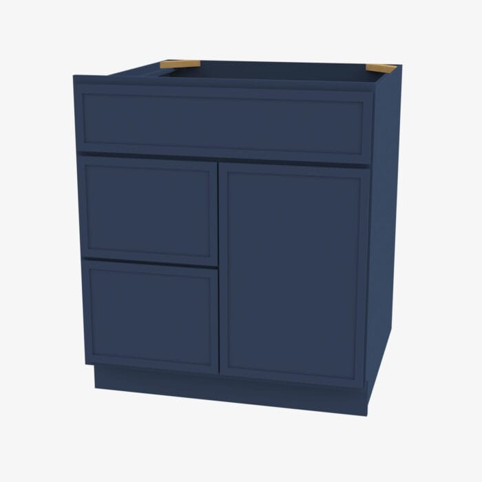 PD-S3621BDL-34-1/2 Double Door 36 Inch Sink Base Combo Vanity with Left Drawer | Petit Blue