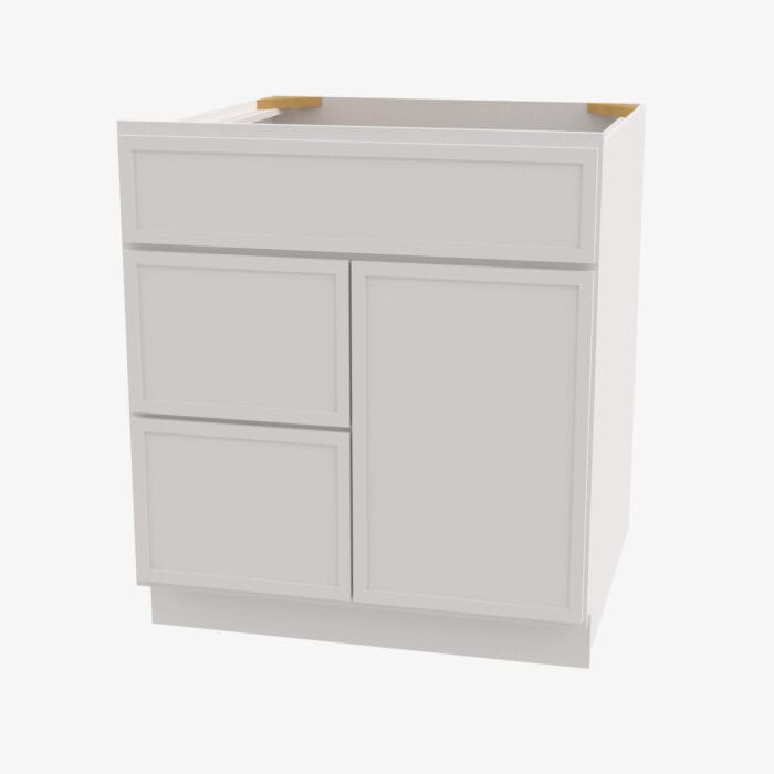 PW-S3621BDL-34-1/2 Double Door 36 Inch Sink Base Combo Vanity with Left Drawer | Petit White