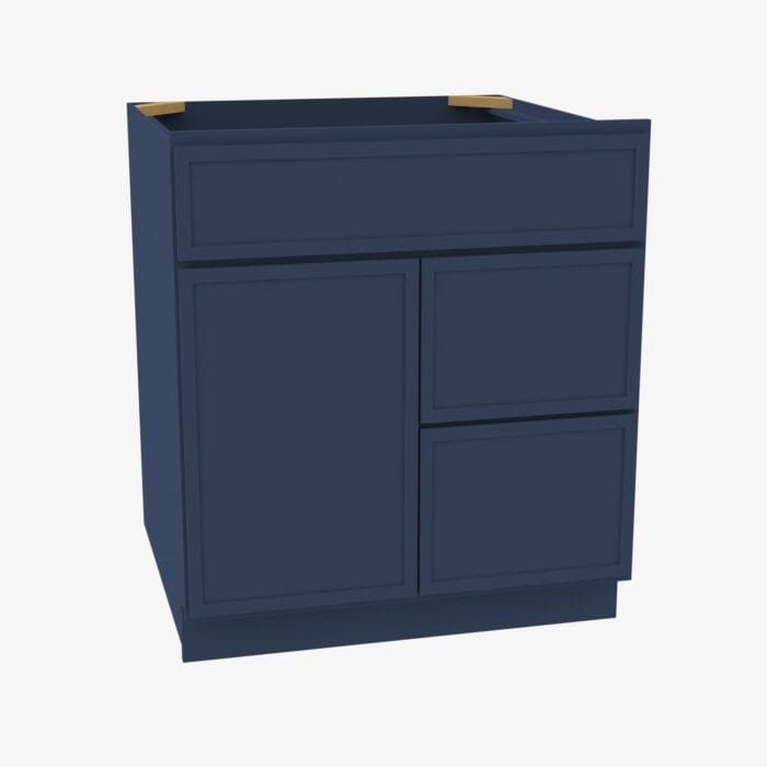 PD-S3021DR-34-1/2 Single Door 30 Inch Combo Vanity with Right Drawer | Petit Blue