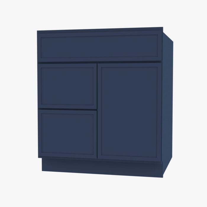 PD-S3021DL-34-1/2 Single Door 30 Inch Combo Vanity with Left Drawer | Petit Blue