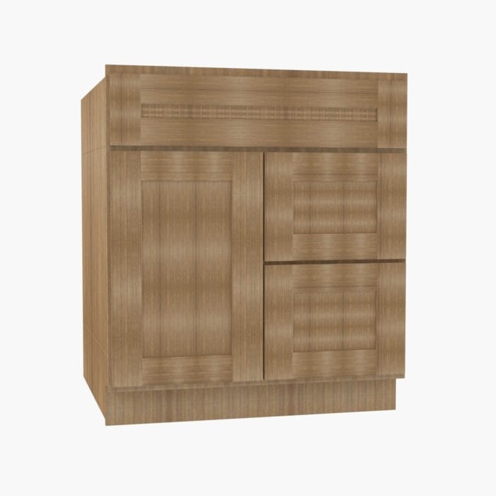 AR-S3021DR-34-1/2 Single Door 30 Inch Combo Vanity with Right Drawer | Woodland Brown Shaker