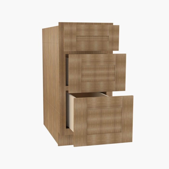 AR-DB12 3 12 Inch 3 Drawer Pack Base Cabinet | Woodland Brown Shaker