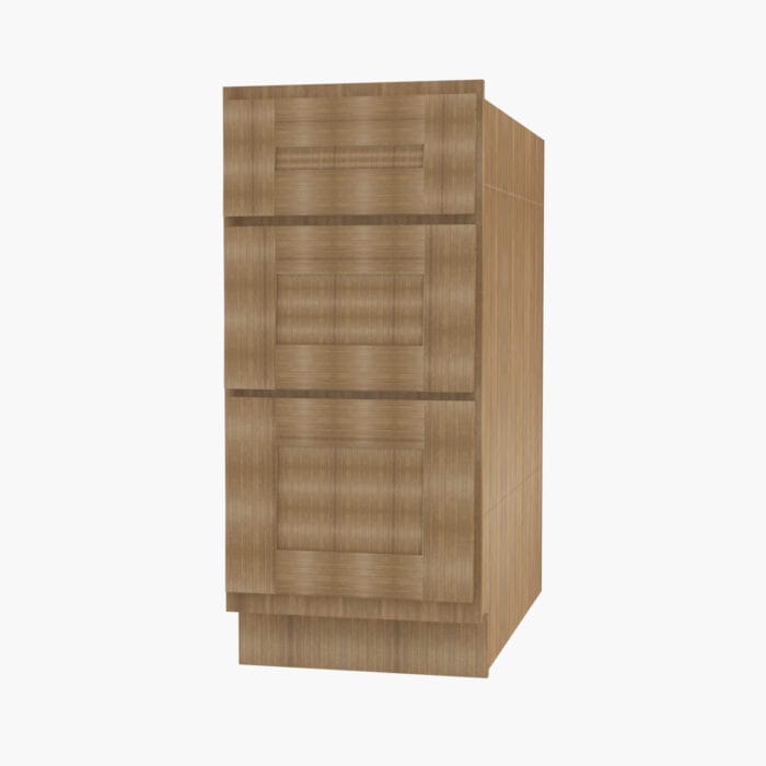 AR-DB15 3 15 Inch 3 Drawer Pack Base Cabinet | Woodland Brown Shaker