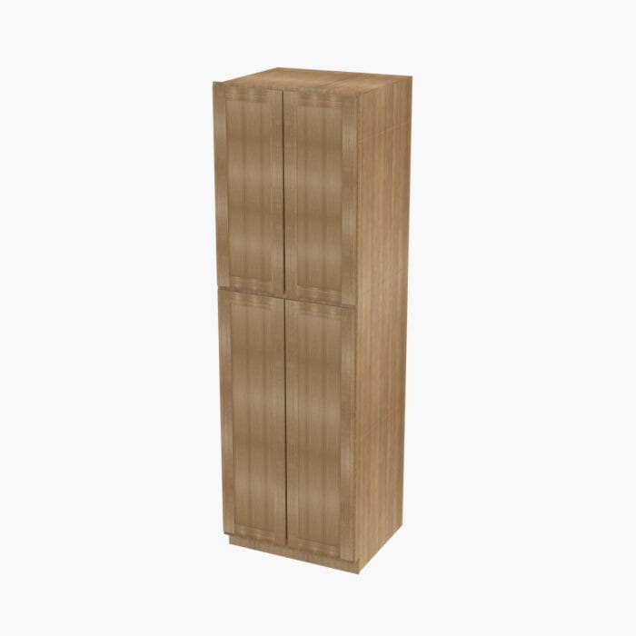 AR-WP2496B Four Door 24 Inch Tall Wall Pantry Cabinet with Butt Doors | Woodland Brown Shaker
