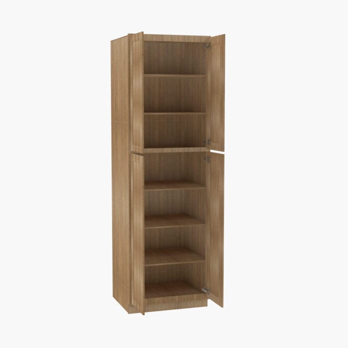 AR-WP2490B Four Door 24 Inch Tall Wall Pantry Cabinet with Butt Doors | Woodland Brown Shaker