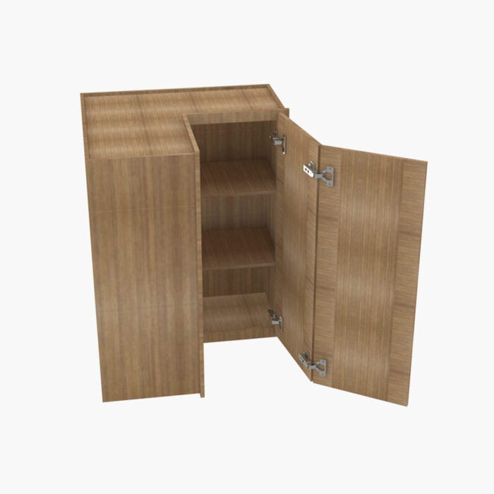 AR-WSQ2442 24 Inch Easy Reach Wall Corner Cabinet | Woodland Brown Shaker