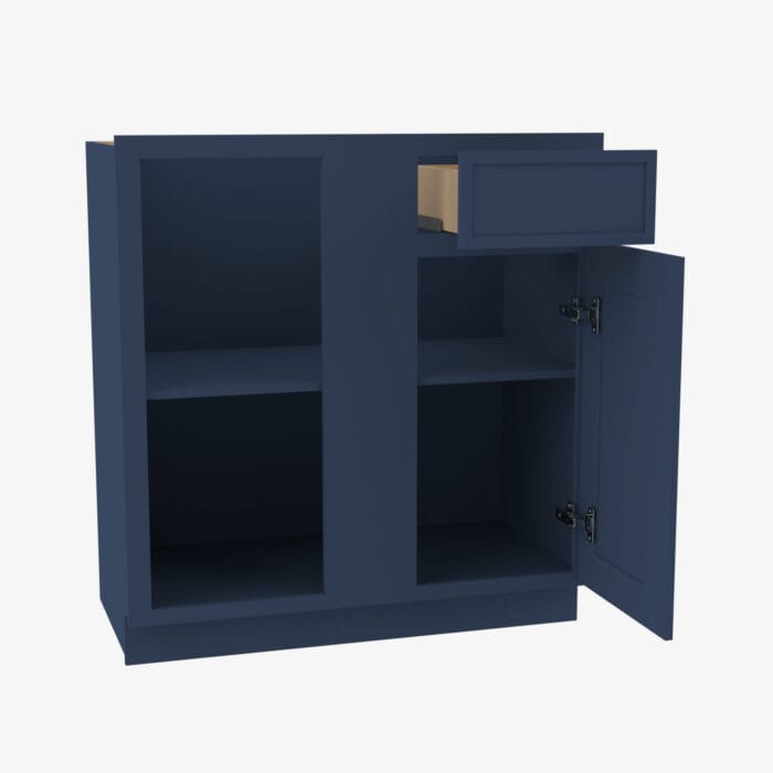 PD-BBLC39/42-36W Double Door 36 Inch Base Blind Corner Cabinet | Petit Blue