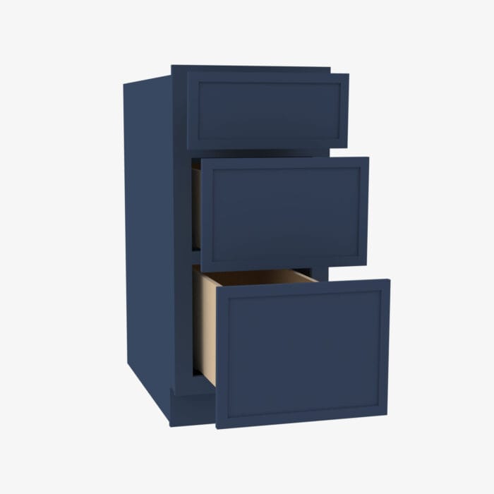 PD-DB12 3 12 Inch 3 Drawer Pack Base Cabinet | Petit Blue