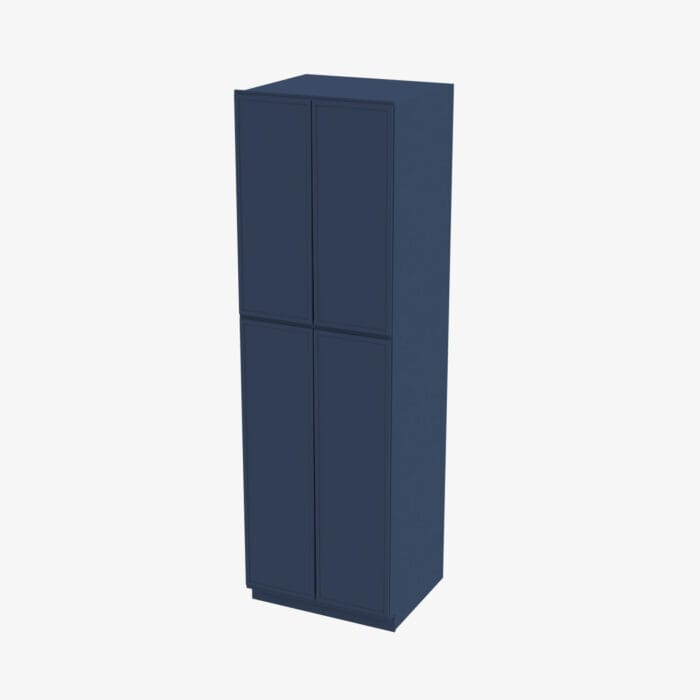 PD-WP2484B Four Door 24 Inch Tall Wall Pantry Cabinet with Butt Doors | Petit Blue