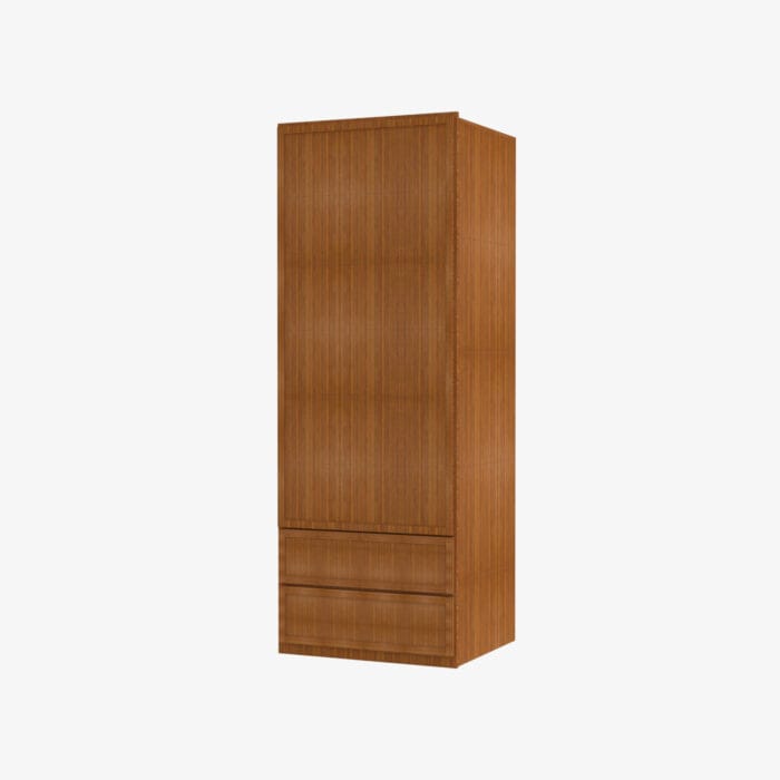 PR-W2D1848 Single Door 18 Inch Wall Cabinet With 2 Built-In Drawers | Petit Brown