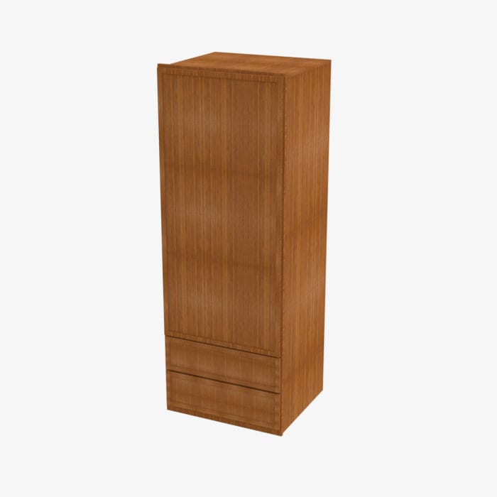 PR-W2D1854 Single Door 18 Inch Wall Cabinet With 2 Built-In Drawers | Petit Brown