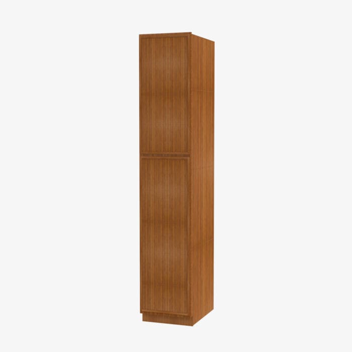 PR-WP1584 Double Door 15 Inch Tall Wall Pantry Cabinet | Petit Brown