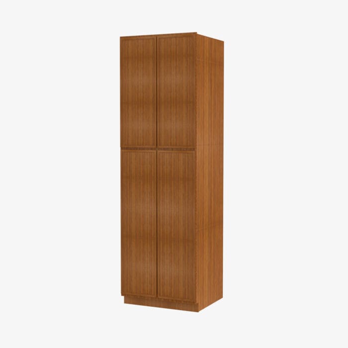 PR-WP2484B Four Door 24 Inch Tall Wall Pantry Cabinet with Butt Doors | Petit Brown