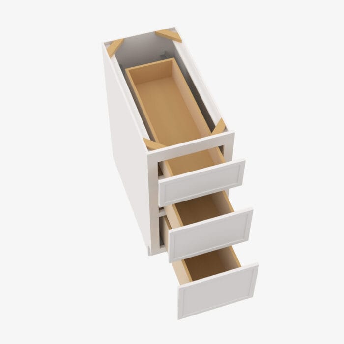 PW-DB12 3 12 Inch 3 Drawer Pack Base Cabinet | Petit White