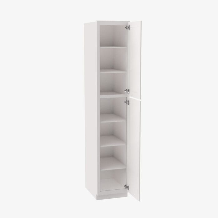 PW-WP1584 Double Door 15 Inch Tall Wall Pantry Cabinet | Petit White