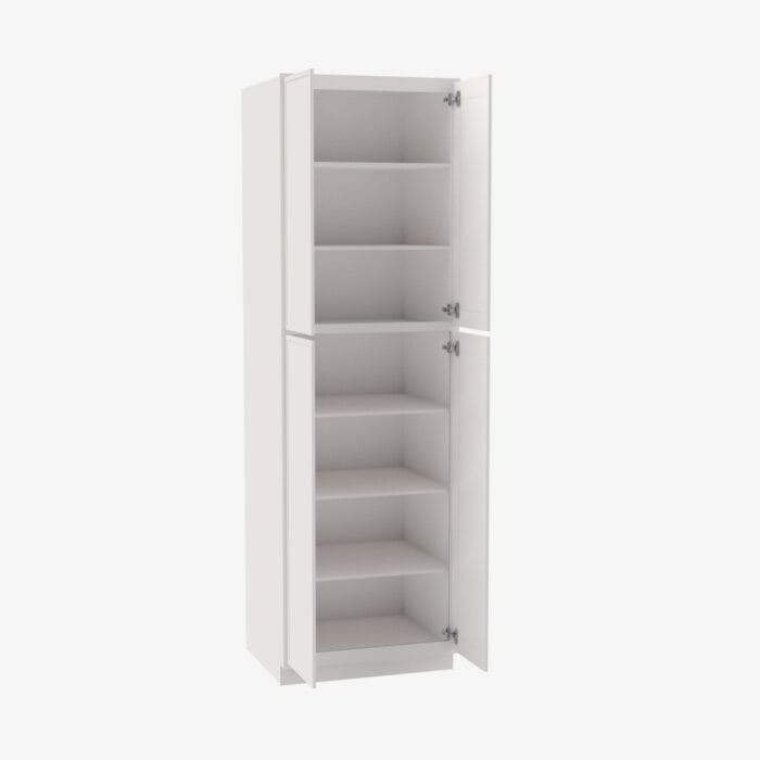 PW-WP2490B Four Door 24 Inch Tall Wall Pantry Cabinet with Butt Doors | Petit White