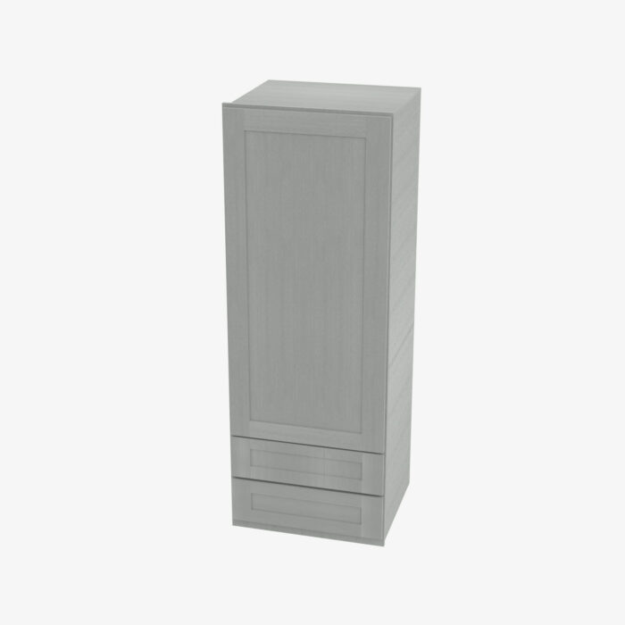 AN-W2D1860 Single Door Cabinets 18 Inch Wall Cabinet With 2 Built-In Drawers | Nova Light Grey Shaker