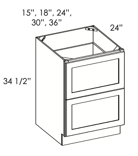 TQ-2DB36 2 36 Inch 2 Drawer Pack Base Cabinet | Townplace Crema