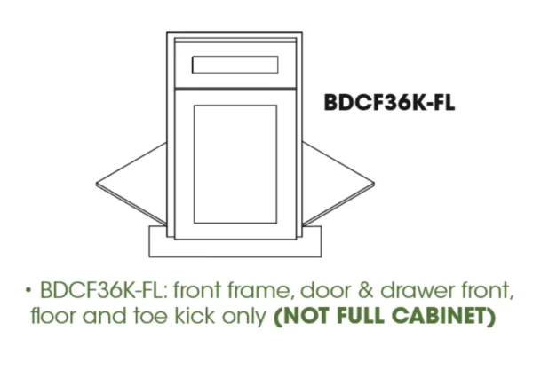 TS-BDCF36K-FL Single Door Cabinets 36 Inch Base Diagonal Corner Floor Cabinet | Townsquare Grey