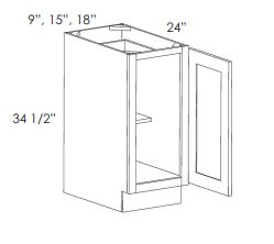 AR-FB18 Full Height Single Door Cabinets 18 Inch Base Cabinet | Woodland Brown Shaker