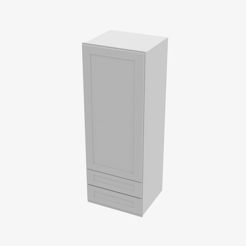 AB-W2D1848 Single Door Cabinets 18 Inch Wall Cabinet With 2 Built-In Drawers | Lait Grey Shaker