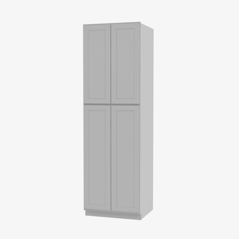 AB-WP2484B Four Door 24 Inch Tall Wall Pantry Cabinet with Butt Doors | Lait Grey Shaker