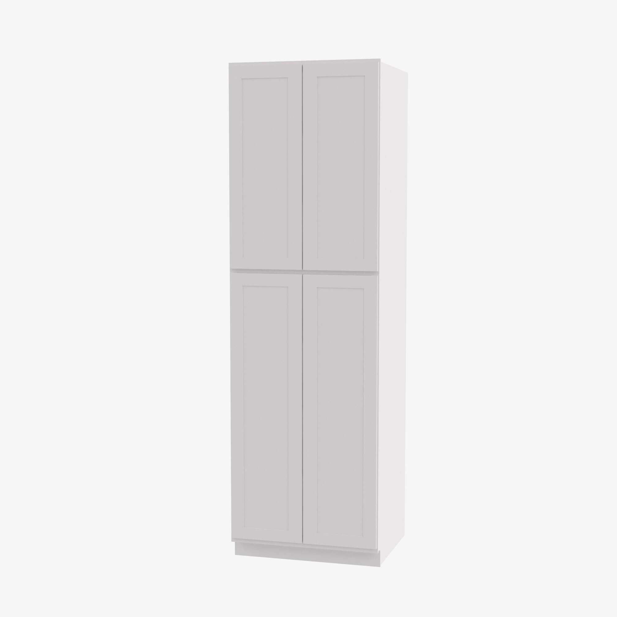 AW-WP2484B Four Door 24 Inch Tall Wall Pantry Cabinet with Butt Doors | Ice White Shaker