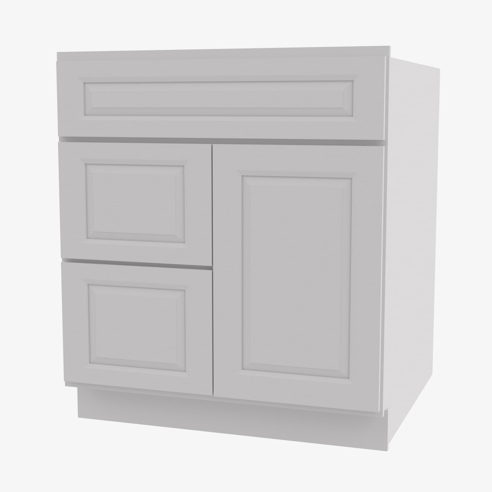 GW-S3021DL-34-1/2 Single Door Cabinets 30 Inch Combo Vanity with Left Drawer | Gramercy White