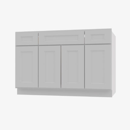 TW-S4821B12D-34-1/2 Double Door 48 Inch Sink Base Combo Vanity with Drawers | Uptown White