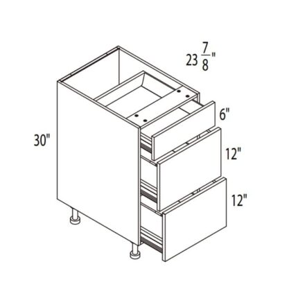 Yellow Oak Frameless Cabinets  3 Drawer Pack - YO-DB36-3