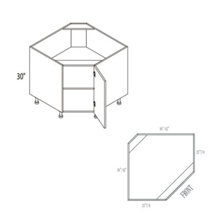 Yellow Oak Frameless Cabinets  Diagonal Corner Sink - YO-DCSB42