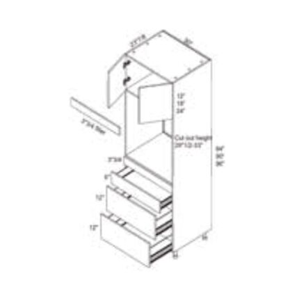 Yellow Oak Frameless Cabinets  Oven Cabinet- YO-OC3096