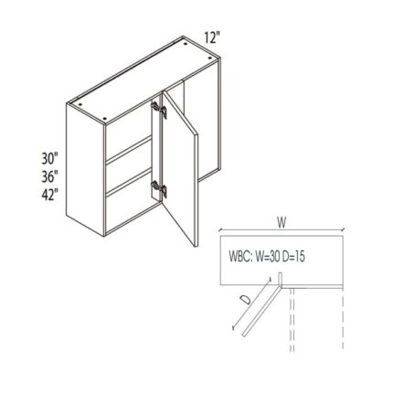 Yellow Oak Frameless Cabinets  Wall Blind Corner - YO-WBC3042