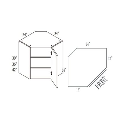 Yellow Oak Frameless Cabinets  Wall Diagonal Corner - YO-WDC2442